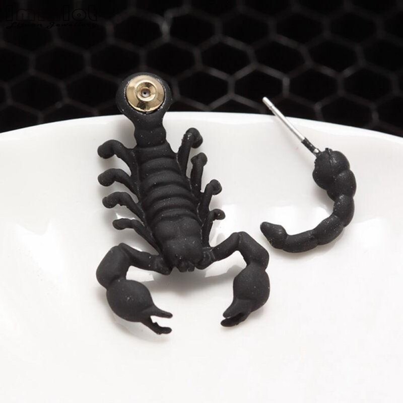 Panka stila gotikas 3D dzīvnieku metāla Scorpion Ear Stud auskari vīriešiem sievietēm Harajuku modes rotaslietas 1 pāris Brincos