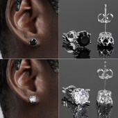 Stud Auskari Unisex Ausu pīrsings Vīriešiem Sievietēm 6mm Melns Cirkons Stilīgs Vienkāršība Sudraba Krāsa Hip Hop Juvelierizstrādājumu Dāvanu Vairumtirdzniecība