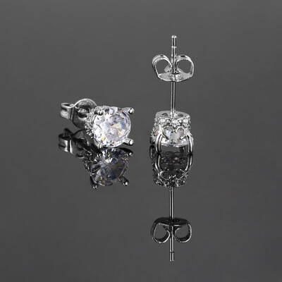 Stud Auskari Unisex Ausu pīrsings Vīriešiem Sievietēm 6mm Melns Cirkons Stilīgs Vienkāršība Sudraba Krāsa Hip Hop Juvelierizstrādājumu Dāvanu Vairumtirdzniecība