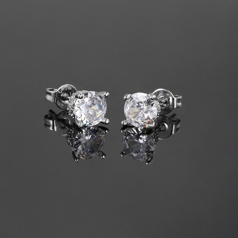 Stud Auskari Unisex Ausu pīrsings Vīriešiem Sievietēm 6mm Melns Cirkons Stilīgs Vienkāršība Sudraba Krāsa Hip Hop Juvelierizstrādājumu Dāvanu Vairumtirdzniecība