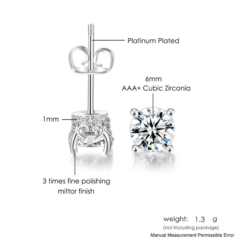 Stud Auskari Unisex Ausu pīrsings Vīriešiem Sievietēm 6mm Melns Cirkons Stilīgs Vienkāršība Sudraba Krāsa Hip Hop Juvelierizstrādājumu Dāvanu Vairumtirdzniecība