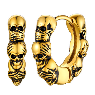 ChainsPro nerūsējošā tērauda galvaskausa stīpas auskari vīriešiem sievietēm skelets Huggie retro vintage gotikas panks unisex ikdienas rotaslietas CP903