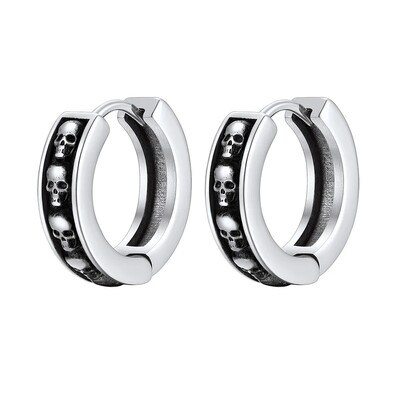 ChainsPro nerūsējošā tērauda galvaskausa stīpas auskari vīriešiem sievietēm skelets Huggie retro vintage gotikas panks unisex ikdienas rotaslietas CP903