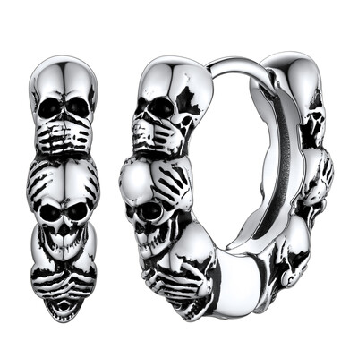 ChainsPro nerūsējošā tērauda galvaskausa stīpas auskari vīriešiem sievietēm skelets Huggie retro vintage gotikas panks unisex ikdienas rotaslietas CP903