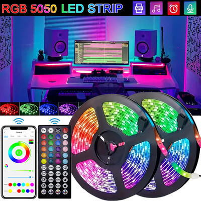 USB LED szalagos lámpák RGB 5050 LED lámpa Bluetooth App Control Rugalmas LED lámpa szalag szoba dekorációhoz TV háttérvilágítású dióda szalag