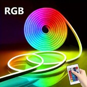 Bandă lumini neon LED RGB Telecomandă USB Flexibil Silicon Lumină de Crăciun Impermeabil 108 LED-uri/M Decorarea camerei în aer liber