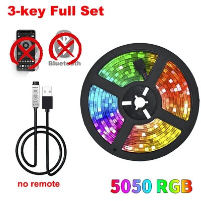 LED juostinė lemputė RGB 1-20M 5050 12/LED USB Bluetooh lanksti lempos juosta su nuotolinio valdymo pulteliu, skirta televizoriaus apšvietimui namų vakarėliui dekoruoti