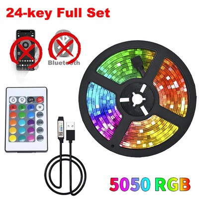 LED juostinė lemputė RGB 1-20M 5050 12/LED USB Bluetooh lanksti lempos juosta su nuotolinio valdymo pulteliu, skirta televizoriaus apšvietimui namų vakarėliui dekoruoti