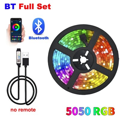 LED juostinė lemputė RGB 1-20M 5050 12/LED USB Bluetooh lanksti lempos juosta su nuotolinio valdymo pulteliu, skirta televizoriaus apšvietimui namų vakarėliui dekoruoti