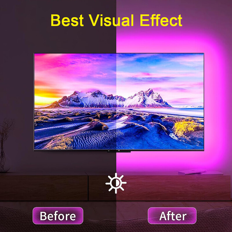 RGB LED televizora gaismas LED televizoram RGB LED sloksnes gaismas lente elastīga lente televizora fona apgaismojumam istabas spēļu ballīšu dekorēšanai