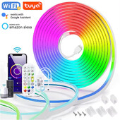 5 V USB RGB Neon LED szalag 1/2/3/4/5 M Tuya WiFi Neon RGB szalag Működés a Smart Life APP/Alexa/Google Home a neon dekor világításhoz