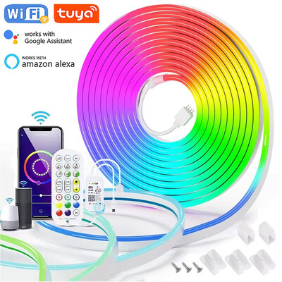 5V USB RGB неонова LED лента 1/2/3/4/5M Tuya WiFi неонова RGB лента работи с приложението Smart Life/Alexa/Google Home за неоново декоративно осветление