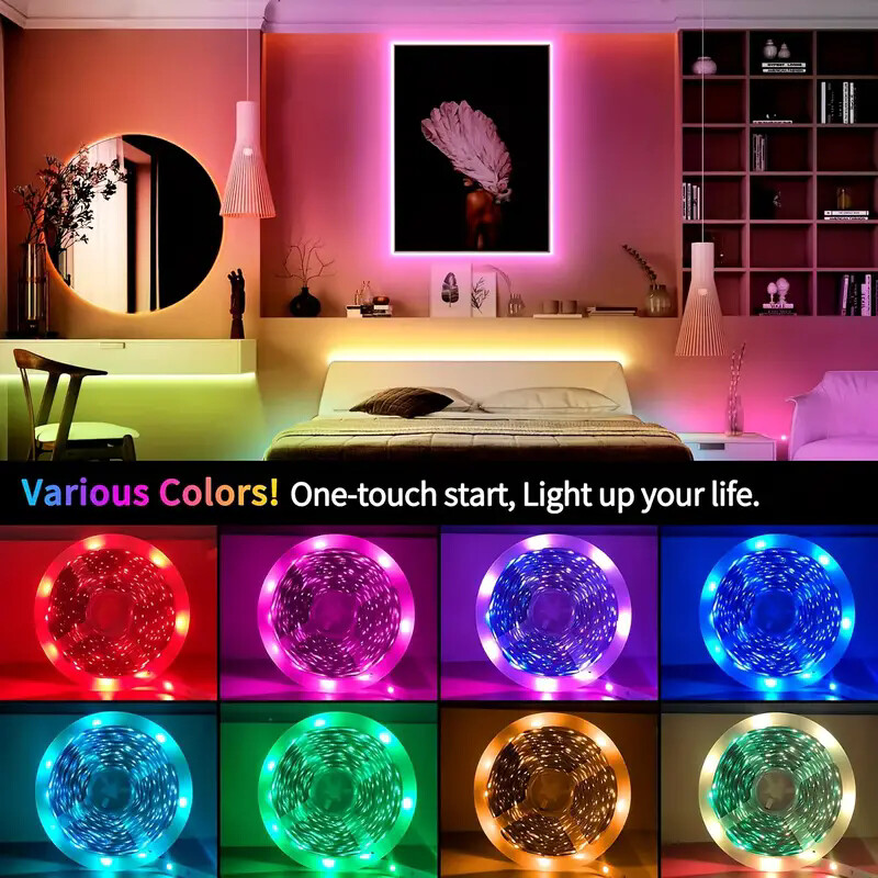 Bandă de lumină LED Tuya Control prin aplicație WIFI 5050 Lumini LED RGB Panglică flexibilă Alexa Luces Led 5V USB Lumină din spate TV Decorare cameră