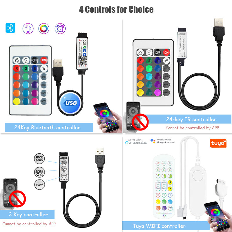 Bandă de lumină LED Tuya Control prin aplicație WIFI 5050 Lumini LED RGB Panglică flexibilă Alexa Luces Led 5V USB Lumină din spate TV Decorare cameră