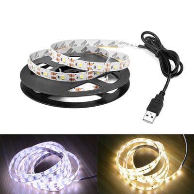 5V USB Led szalaglámpa SMD 2835 1M 2M 3M 4M 5M fehér/meleg fehér rugalmas világítási szalag TV háttérszalagos lakberendezési lámpa