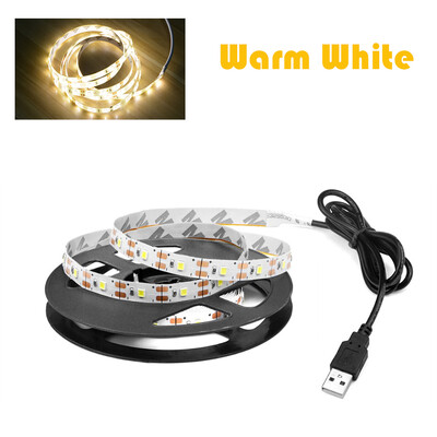 5 V USB LED juostinė lemputė SMD 2835 1M 2M 3M 4M 5M balta/šiltai balta lankstus apšvietimo juostelė televizoriaus fono juosta namų dekoro lempa