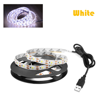 5 V USB LED juostinė lemputė SMD 2835 1M 2M 3M 4M 5M balta/šiltai balta lankstus apšvietimo juostelė televizoriaus fono juosta namų dekoro lempa