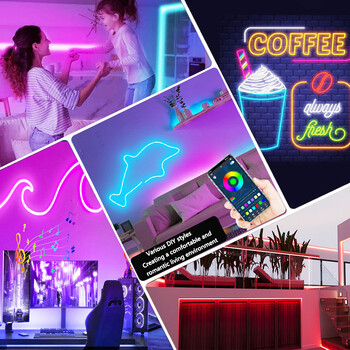 Tuya WIFI Neon LED Strip Lights APP και Τηλεχειριστήριο 5V Αδιάβροχο Neon Strip Light RGB Λωρίδα για οικιακό φωτισμό εξωτερικού χώρου