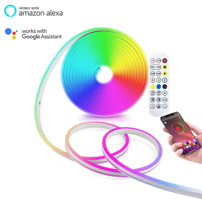 „Tuya WIFI“ neoniniai LED juostiniai šviestuvai APP ir nuotolinio valdymo pultas 5 V vandeniui atspari neoninė juostelė RGB juostelė, skirta namų lauko dekoro apšvietimui