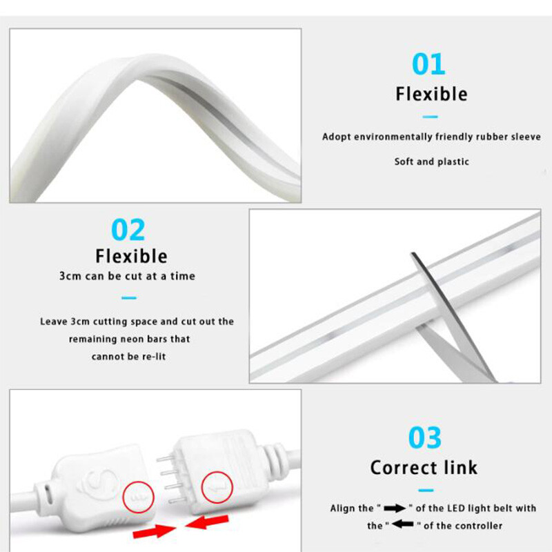 „Tuya WIFI“ neoniniai LED juostiniai šviestuvai APP ir nuotolinio valdymo pultas 5 V vandeniui atspari neoninė juostelė RGB juostelė, skirta namų lauko dekoro apšvietimui