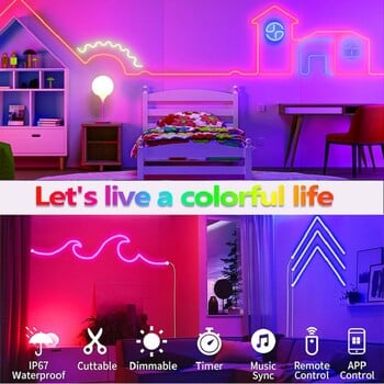 DC5V USB Neon RGB Λωρίδα LED Φωτισμός Tuya WiFi Smart Strip Light IP67 Αδιάβροχο RGB DIY Flexible Tape Dream 16 Color For Alexa