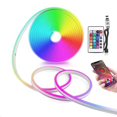 DC5V USB Neon RGB szalagos LED lámpa Tuya WiFi Smart Strip Light IP67 Vízálló RGB DIY flexibilis szalag Dream 16 színű Alexához