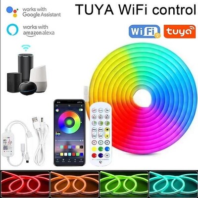 DC5V USB Neon RGB szalagos LED lámpa Tuya WiFi Smart Strip Light IP67 Vízálló RGB DIY flexibilis szalag Dream 16 színű Alexához
