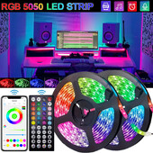 USB LED szalagos lámpák RGB 5050 LED lámpa Bluetooth App Control Rugalmas LED lámpa szalag szoba dekorációhoz TV háttérvilágítású dióda szalag