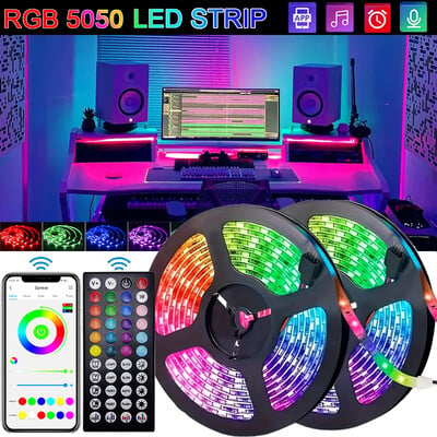 USB LED szalagos lámpák RGB 5050 LED lámpa Bluetooth App Control Rugalmas LED lámpa szalag szoba dekorációhoz TV háttérvilágítású dióda szalag