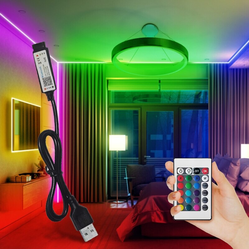 3M USB RGB LED bandă de lumină 60 leduri 5 V SMD2835 control Bluetooth bandă flexibilă lampă pentru dormitor computer TV iluminare din spate