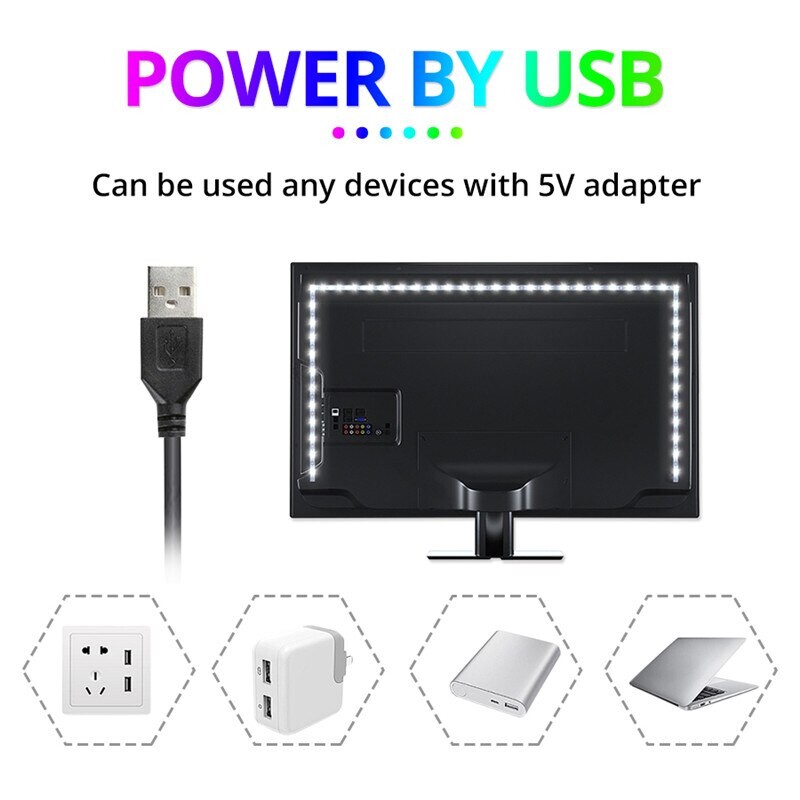 3M USB RGB LED bandă de lumină 60 leduri 5 V SMD2835 control Bluetooth bandă flexibilă lampă pentru dormitor computer TV iluminare din spate