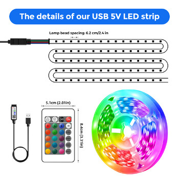 LED Strip Lights RGB 5050, 5V 1M-30M, 16 εκατομμύρια χρώματα, RGB, Led Strip Lighting Music Sync, Color Changing for Party Home