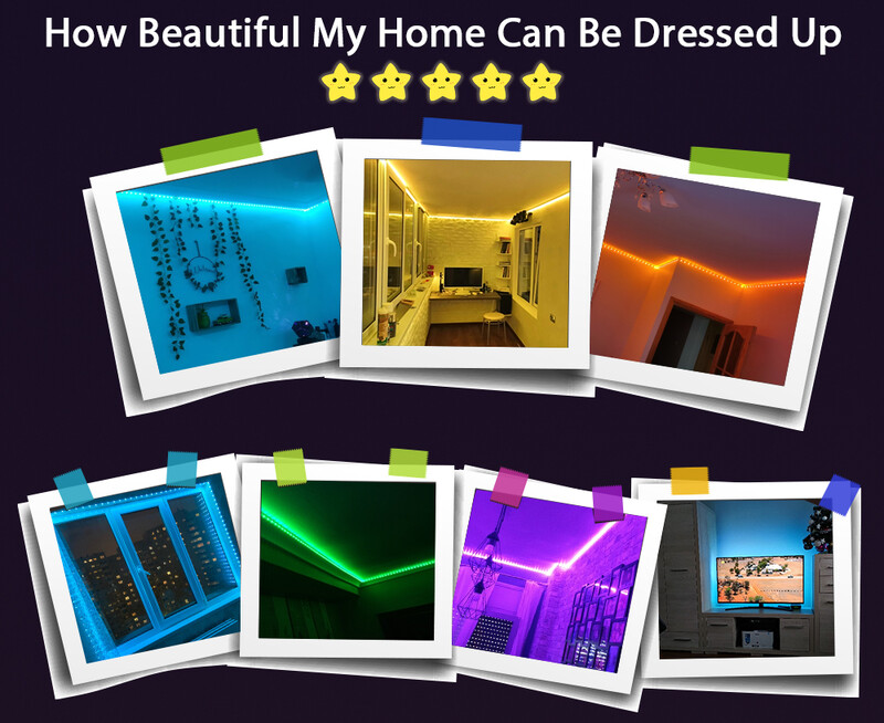 Bandă LED RGB 5050, 5V 1M-30M, 16 milioane de culori, RGB, Bandă LED Sincronizare muzicală, schimbarea culorii pentru petrecere acasă