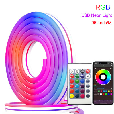 5V RGB neon LED bandă 1M 2M 3M 5M WiFi bandă flexibilă impermeabilă funcționează cu aplicația Tuya/Smart Life/Alexa pentru iluminat TV Home Decor