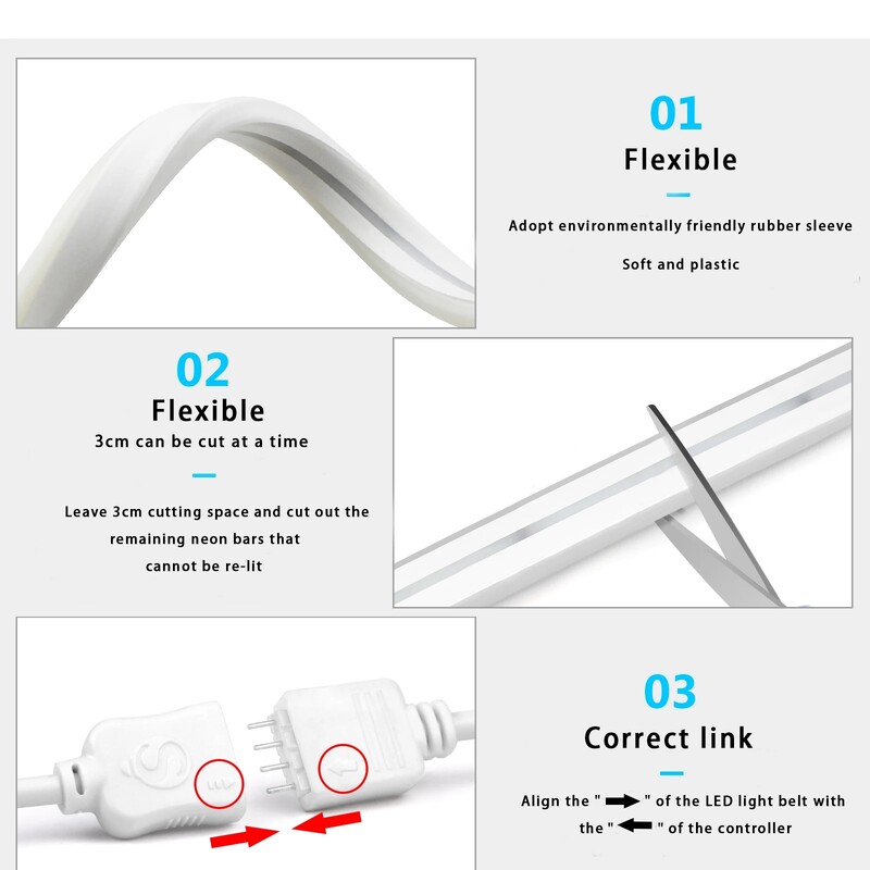 5V RGB neon LED bandă 1M 2M 3M 5M WiFi bandă flexibilă impermeabilă funcționează cu aplicația Tuya/Smart Life/Alexa pentru iluminat TV Home Decor