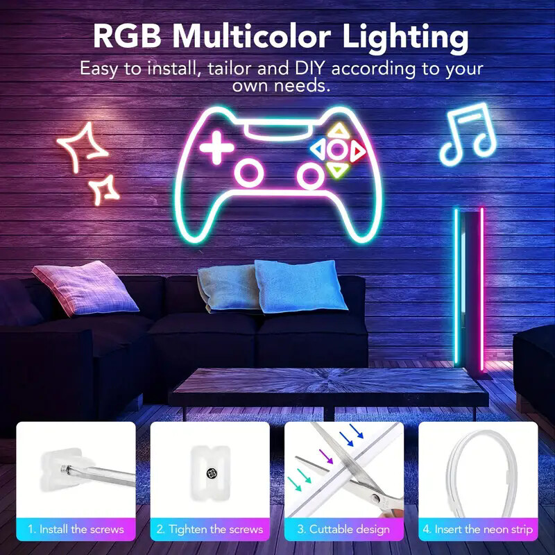 5V RGB neon LED bandă 1M 2M 3M 5M WiFi bandă flexibilă impermeabilă funcționează cu aplicația Tuya/Smart Life/Alexa pentru iluminat TV Home Decor
