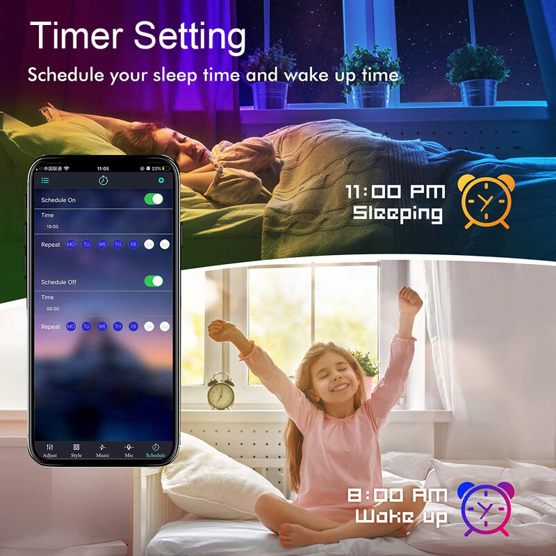 Viedās Wi-Fi LED sloksnes gaismas RGB 5050 LED lente Tuya Smart Life, vadāma, strādājiet ar Alexa Google Home, ballīšu telpas dekorēšanai