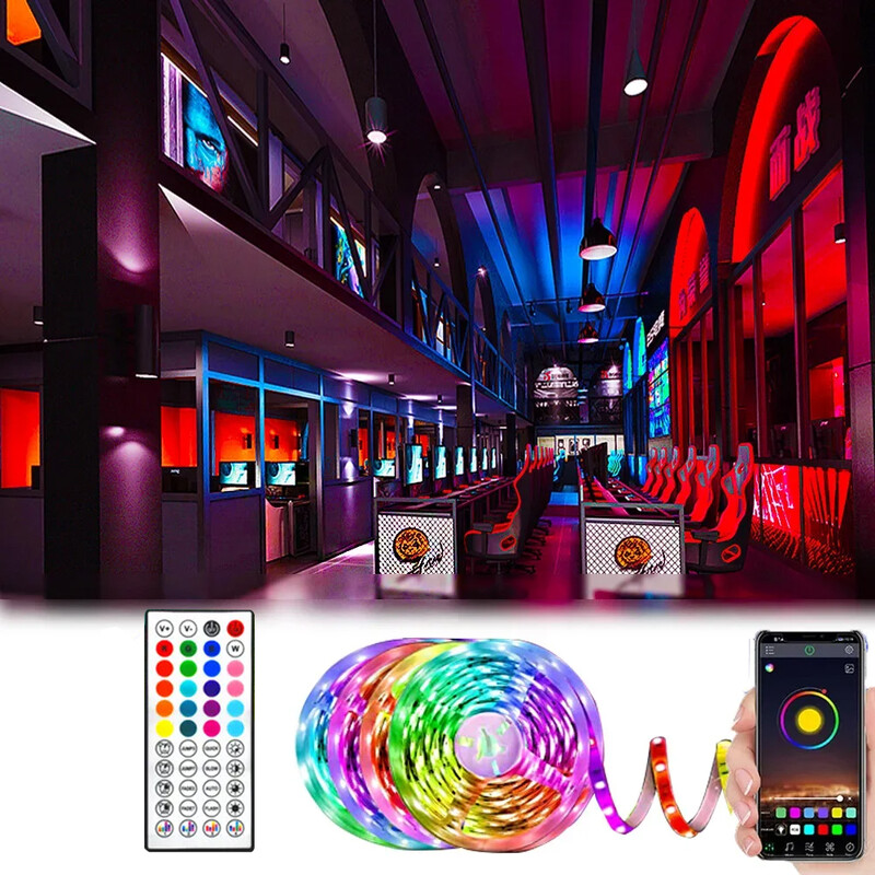 Bandă de lumină LED Keepsmile 15M 5050 RGB Controller APP Sincronizare muzică Schimbarea culorii Luce LED DIY Bandă flexibilă pentru lampă Conexiune SUA