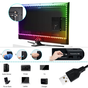 Светодиодна лента 2835 5050 USB Bluetooth Гъвкава лента за лампа 3 клавиша Звуков сензор RGB лента 1M 2M 3M 4M DC5V Декорация TV BackLight