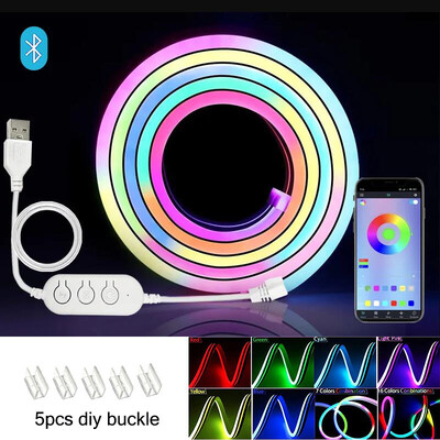 Φωτιστικά λωρίδας LED νέον LED Bluetooth Φωτισμός σχοινιού νέον με συγχρονισμό μουσικής RGBIC Dreamcolor Chasing Strip Tape για διακόσμηση gaming δωματίου
