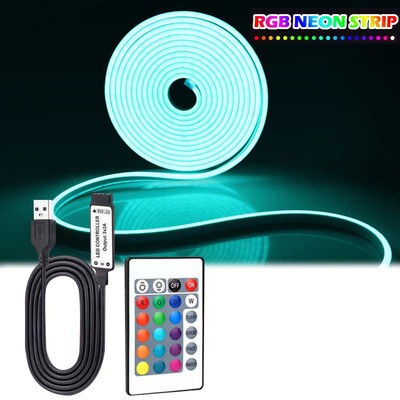 RGB Neon Strip Lights DC5V USB Λωρίδα LED 1M/2M/3M/4M/5M IP65 Αδιάβροχη λωρίδα νέον για πάρτι διακόσμησης σπιτιού Χρώμα φωτισμού