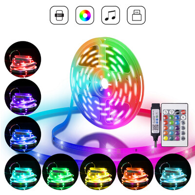 1M-30M LED juostelė šviesos muzikos sinchronizavimas 100 pėdų, 5V USB maitinama LED šviesos juosta su nuotoliniu RGB 3535 spalvų keitimo LED juostele, skirta Decro