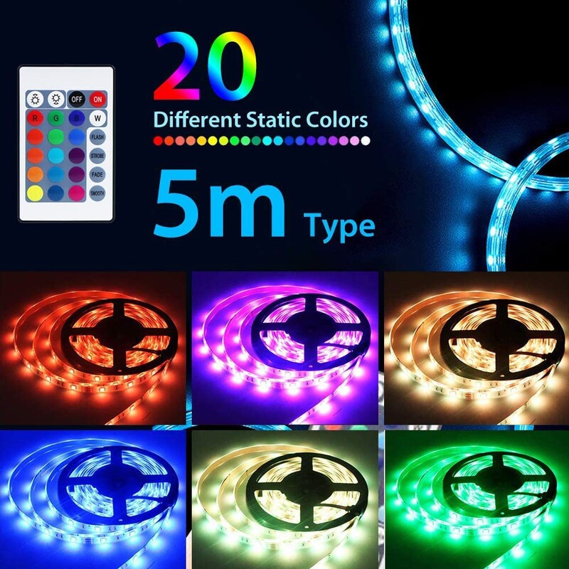 1M-30M LED juostelė šviesos muzikos sinchronizavimas 100 pėdų, 5V USB maitinama LED šviesos juosta su nuotoliniu RGB 3535 spalvų keitimo LED juostele, skirta Decro