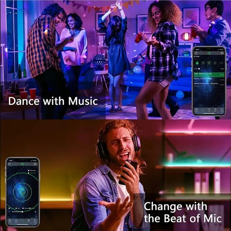 LED lemputės Bluetooth 5050 SMD USB LED juostelė Alexa APP Control WIFI RGB Lipnios Luces Led TV foninio apšvietimo lempos kambario dekoravimui