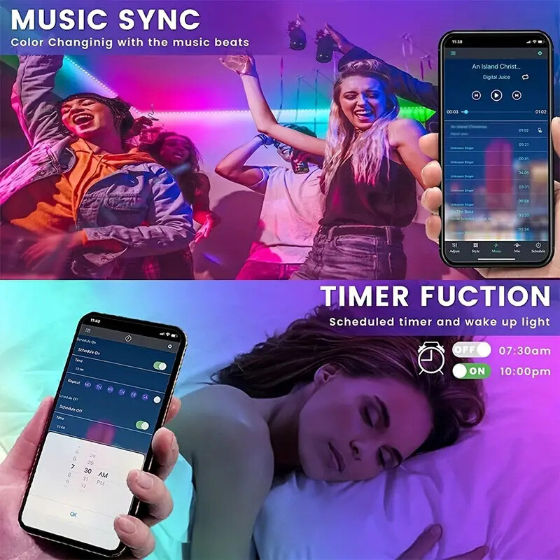 LED lemputės Bluetooth 5050 SMD USB LED juostelė Alexa APP Control WIFI RGB Lipnios Luces Led TV foninio apšvietimo lempos kambario dekoravimui