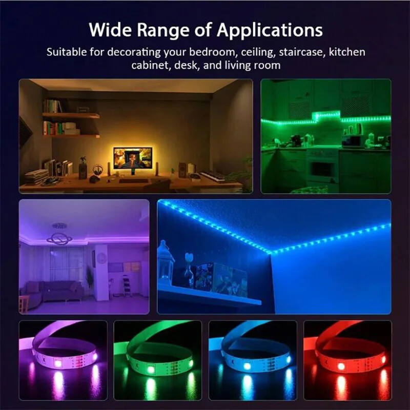 LED lemputės Bluetooth 5050 SMD USB LED juostelė Alexa APP Control WIFI RGB Lipnios Luces Led TV foninio apšvietimo lempos kambario dekoravimui