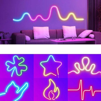 TUYA LED Neon Strip Light USB 5V Silicone Neon Rope Lights 72LED/M With Music Sync RGBIC Dreamcolor Chasing Strip Tape for Room