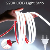 Led Strip Lights 220V High Brightness COB Led Strip IP65 Αδιάβροχη αυτοκόλλητη εύκαμπτη κορδέλα για φωτισμό εξωτερικού κήπου δωματίου