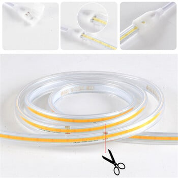 Led Strip Lights 220V High Brightness COB Led Strip IP65 Αδιάβροχη αυτοκόλλητη εύκαμπτη κορδέλα για φωτισμό εξωτερικού κήπου δωματίου