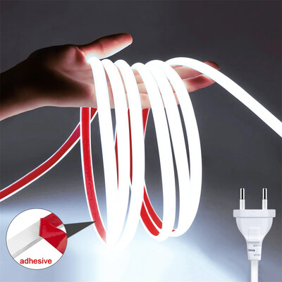 Led Strip Lights 220V High Brightness COB Led Strip IP65 Αδιάβροχη αυτοκόλλητη εύκαμπτη κορδέλα για φωτισμό εξωτερικού κήπου δωματίου
